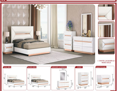 Queen & King bed Dresser&Mirror, Nightstand Chest