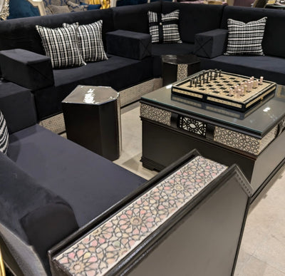 Luxury Handmade Arabic Majlis – Beech Wood Frame & Seashell Inlay